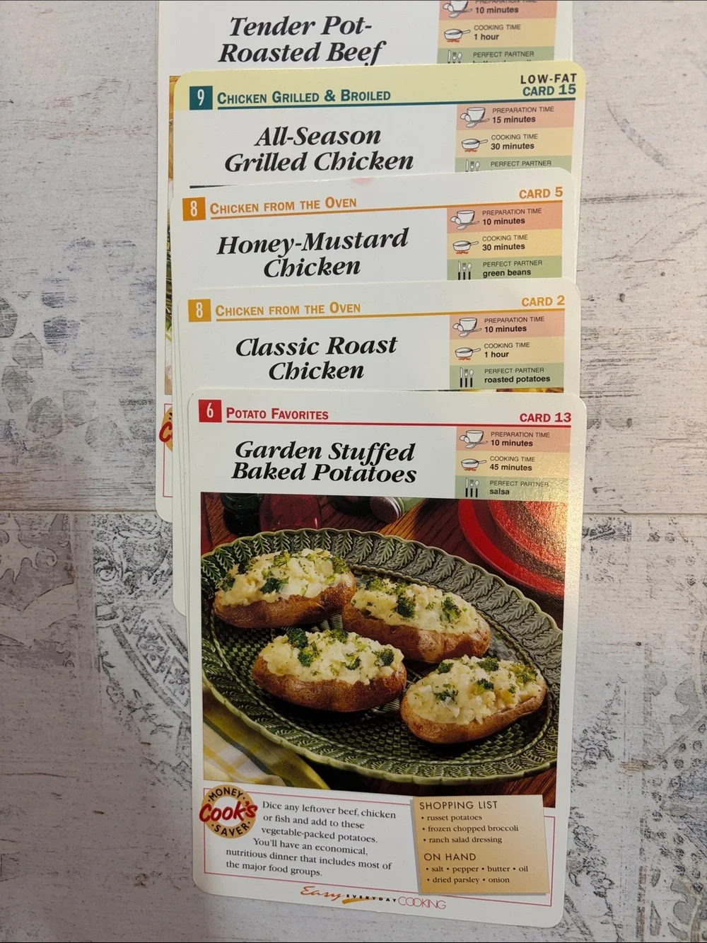 Easy Everyday Cooking Vintage Recipe Cards Set of 9
